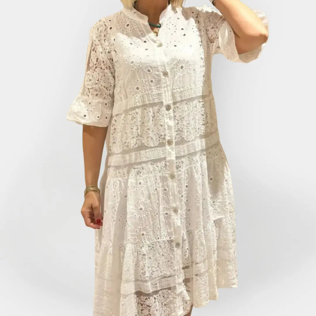 Lace Dress with Sleeves and Front Buttons Jasmine's Boutique Australia