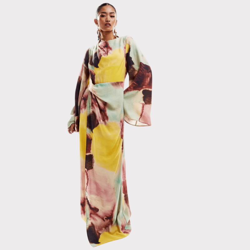 Dana | Watercolour Print Twist-Front Maxi Dress Liora Lane Boutique