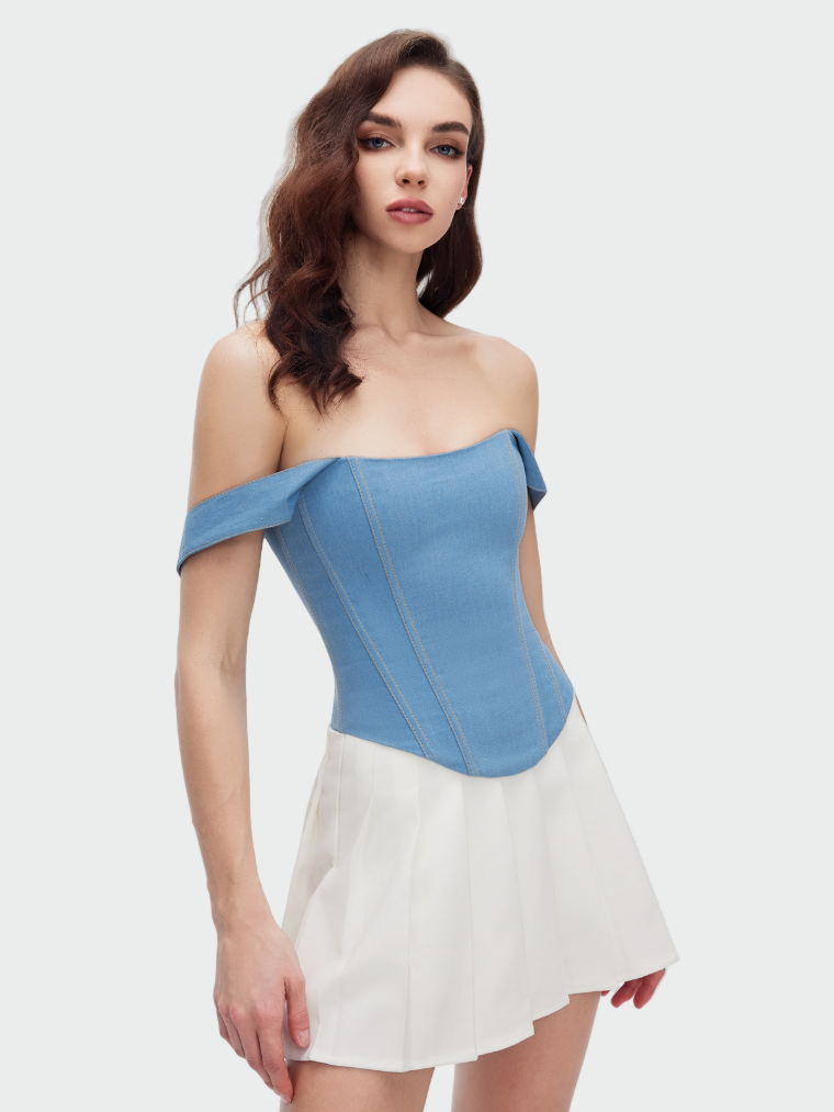 Azure Charm Off-Shoulder Corset Jasmine's Boutique Australia