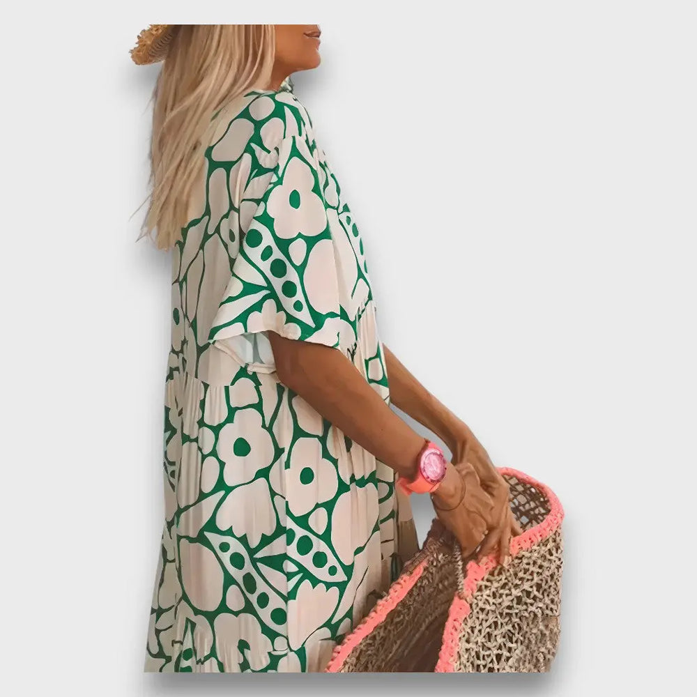 Long Dress with Floral Pattern and Buttons Jasmine's Boutique Australia