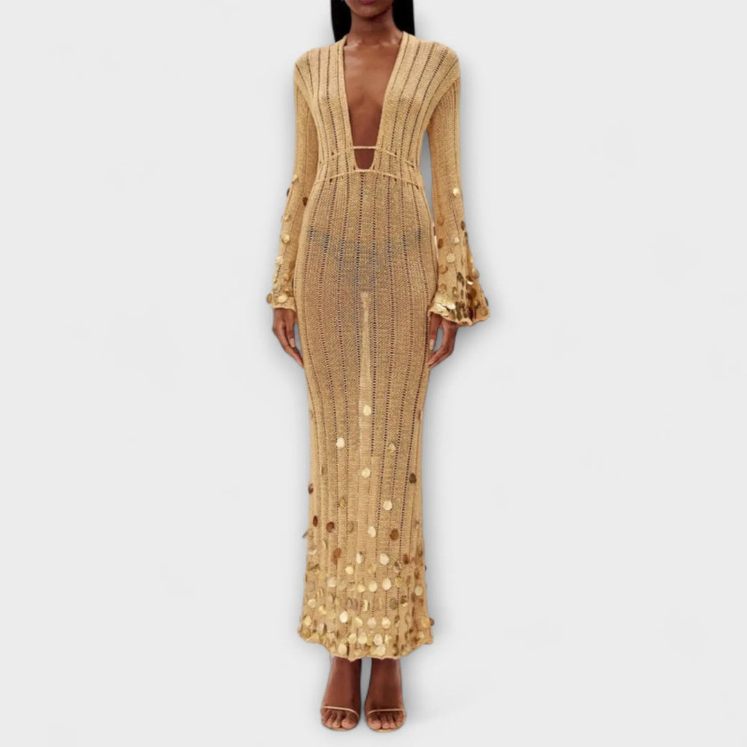 Gold Knit Maxi Dress by Dolly Jasmine's Boutique Australia