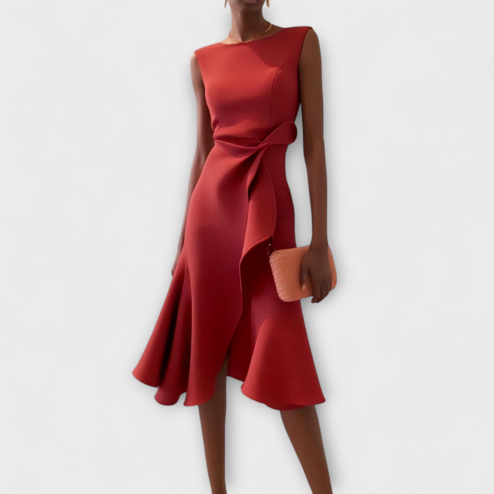 Juliette – Asymmetrical Draped Midi Dress Jasmine's Boutique Australia