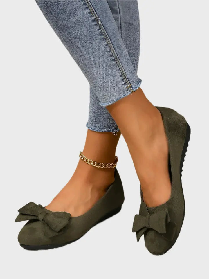 Olive Charm Bow Ballet Flats Jasmine's Boutique Australia