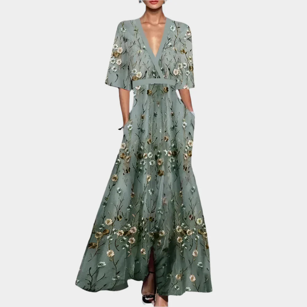 Floral Dress with V-Neck Jasmine's Boutique Australia