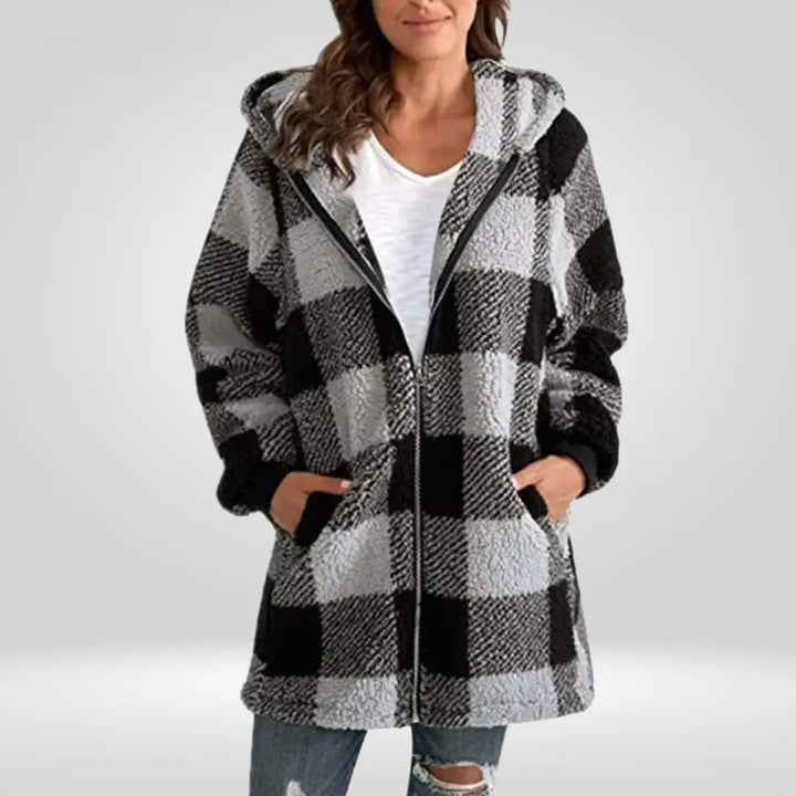 CozyCheck Zip Hoodie Coat Jasmine's Boutique Australia