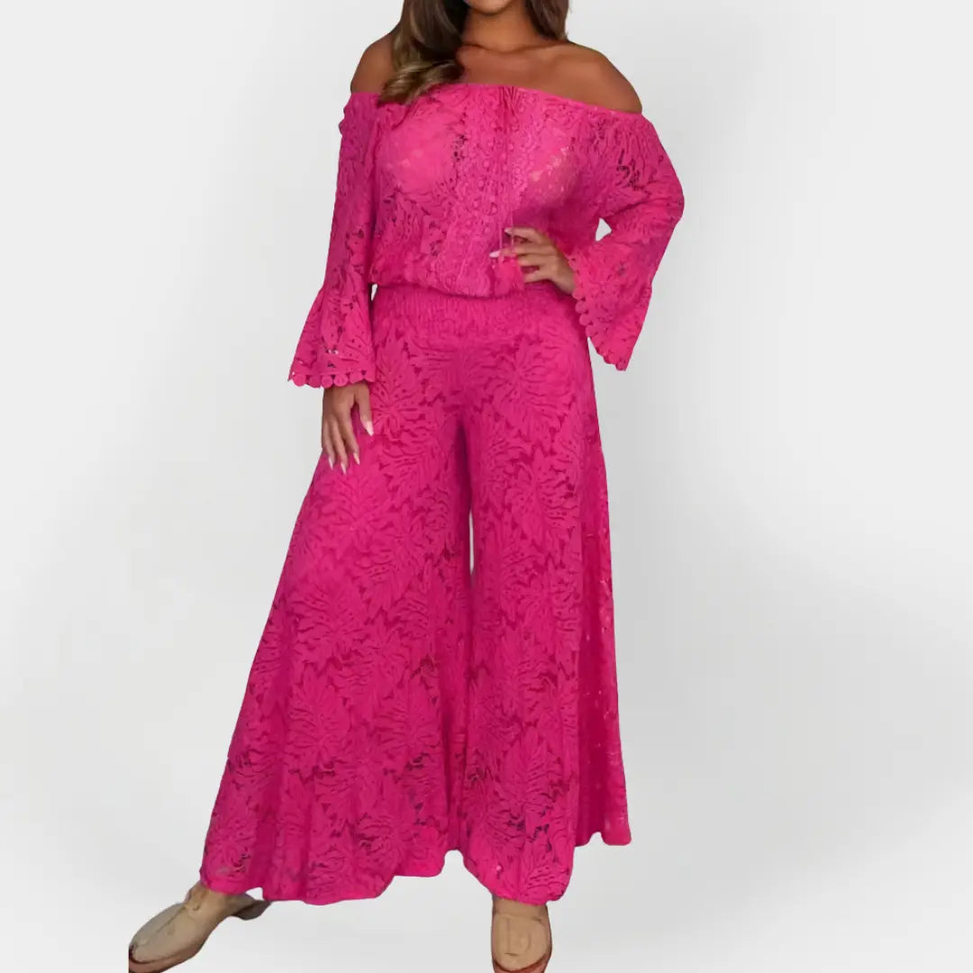 Full-Length Jumpsuit with Off-Shoulder Design and Lace Jasmine's Boutique Australia