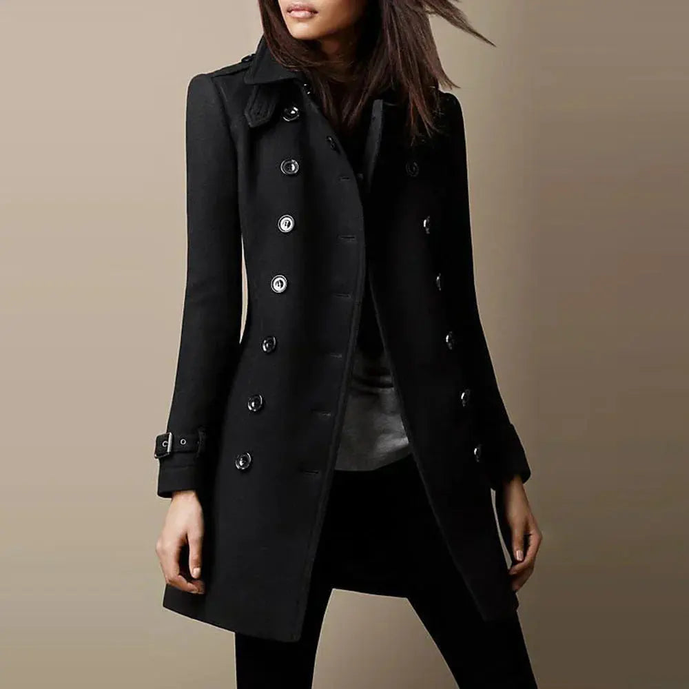 Classic Black Double-Breasted Coat Jasmine's Boutique Australia