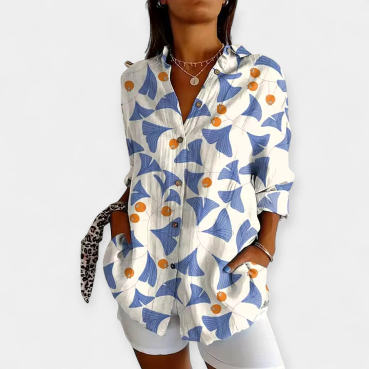 Button-Up Blouse with Floral Design Jasmine's Boutique Australia