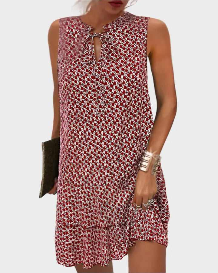 Mini Dress with Pattern and Neck Tie Detail Jasmine's Boutique Australia