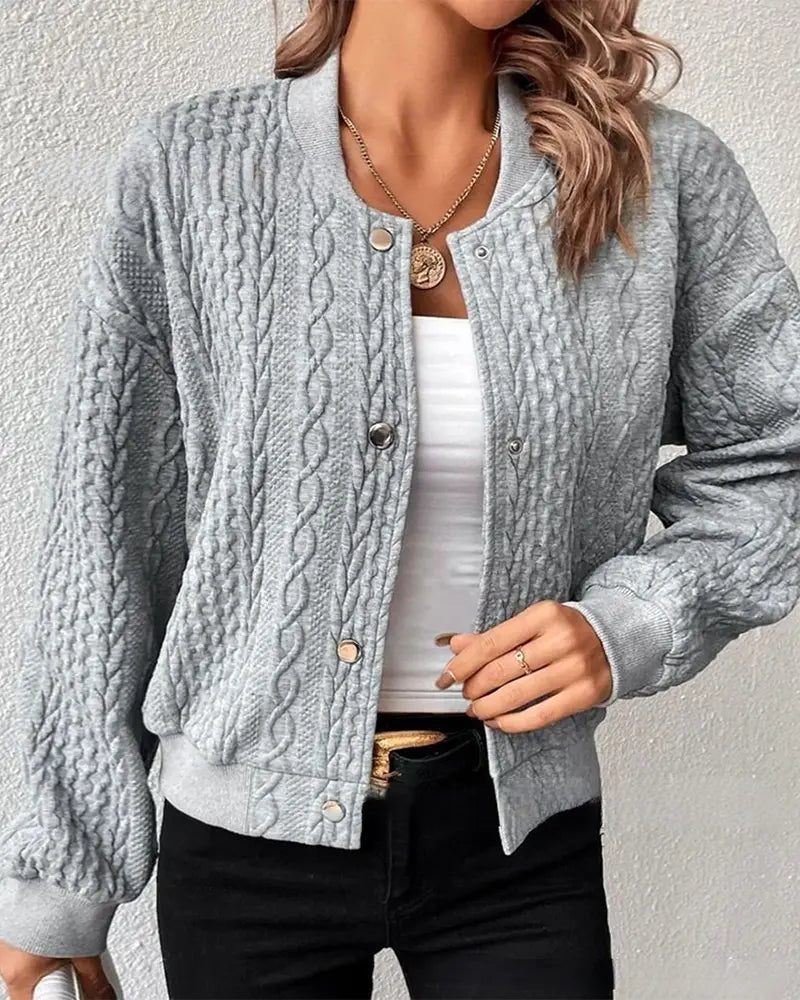 Quilted Cable Knit Bomber Jacket Jasmine's Boutique Australia