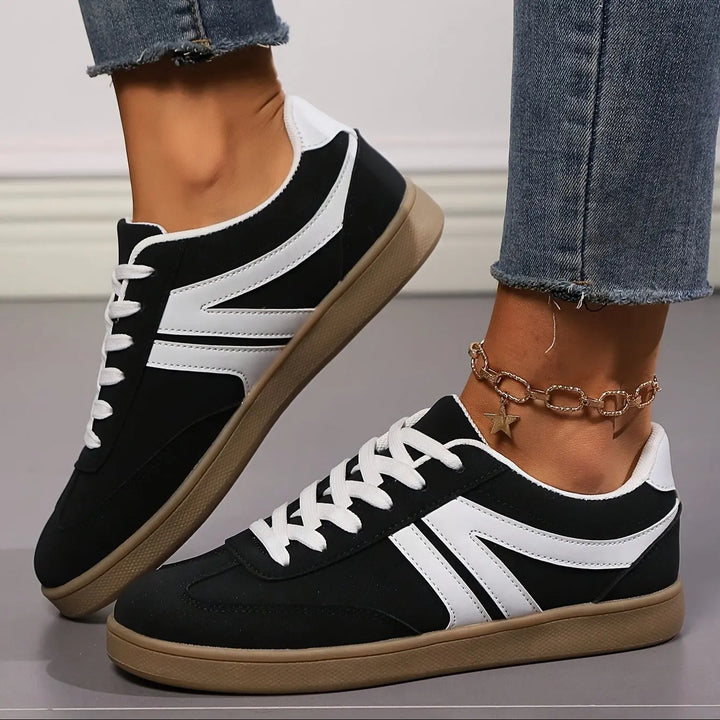 Beige Retro Lace-Up Sneakers Jasmine's Boutique Australia