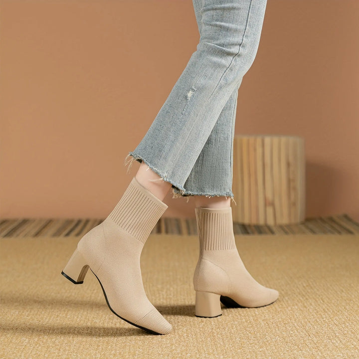 Midnight Knit Block Heel Boots Jasmine's Boutique Australia