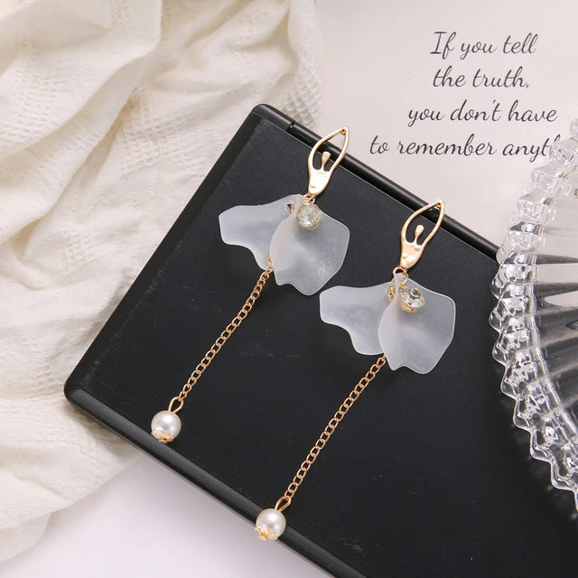 Beauty Earrings with White Gold Petals and Pearls Jasmine's Boutique Australia
