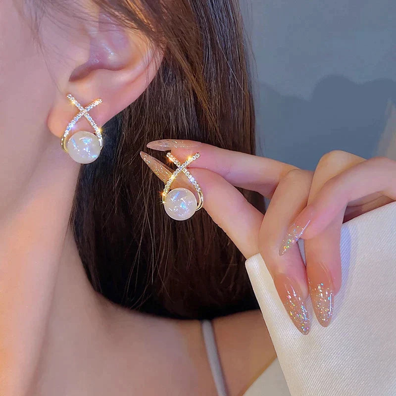 Pearl Earrings with Glitter Jasmine's Boutique Australia