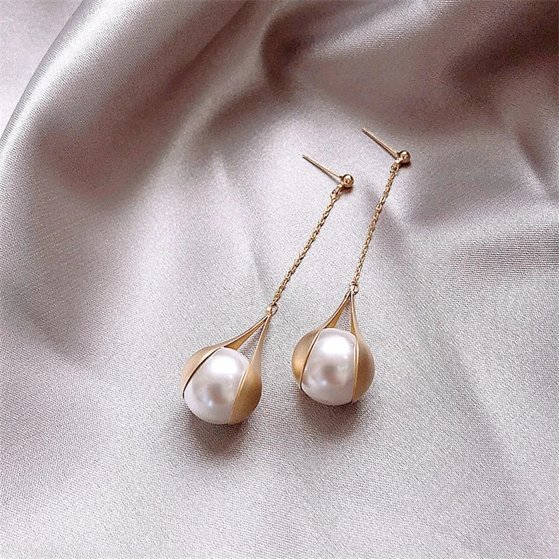 Pearl Pendant Earrings in Gold Jasmine's Boutique Australia