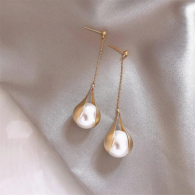 Pearl Pendant Earrings in Gold Jasmine's Boutique Australia
