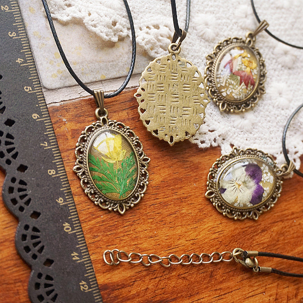 Flower Necklace from Resin - French Retro Violet & Lobelia Erinus Jasmine's Boutique Australia