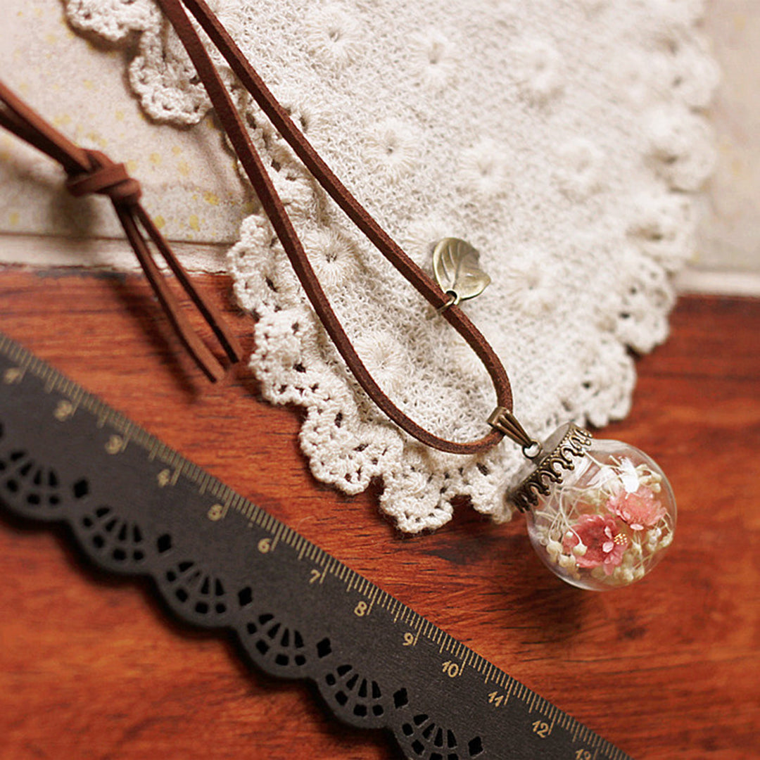Flower Necklace made of Resin - Crystal Ball Pink Girl Garden Jasmine's Boutique Australia