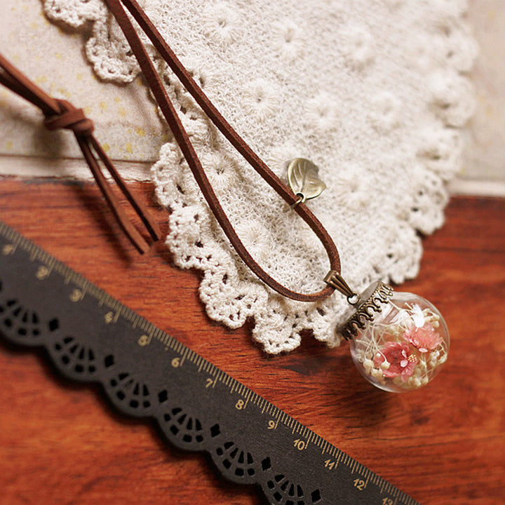 Flower Necklace made of Resin - Crystal Ball Pink Girl Garden Jasmine's Boutique Australia