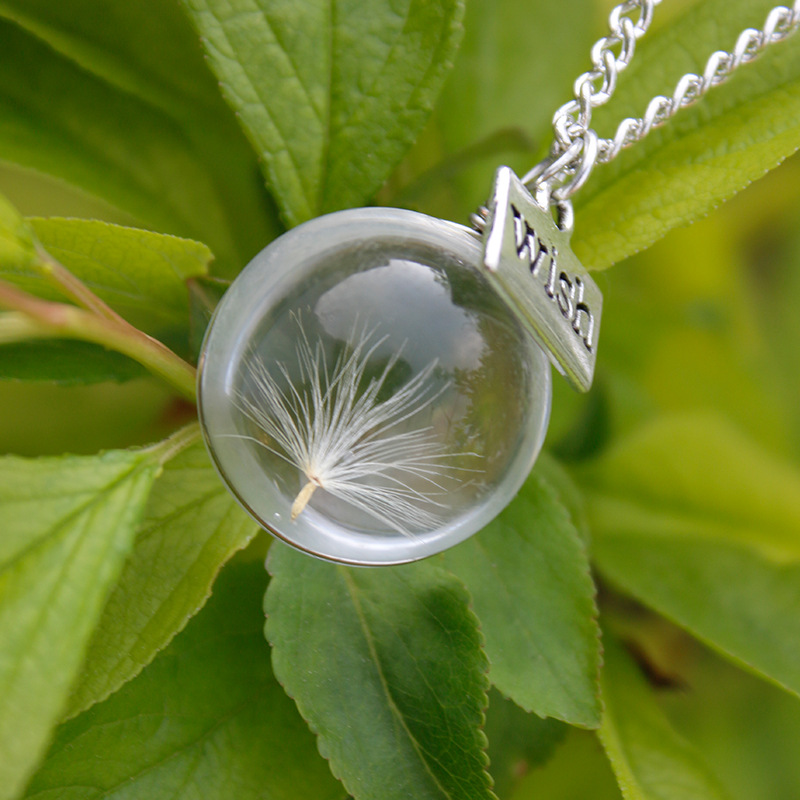 Flower Necklace made of Resin - Round Crystal Dandelion Jasmine's Boutique Australia