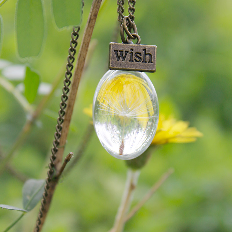 Flower Resin Necklace - Ovar Crystal Dandelion Jasmine's Boutique Australia