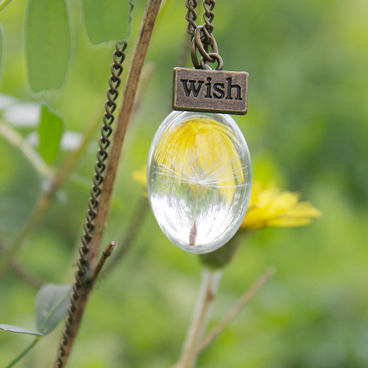 Flower Resin Necklace - Ovar Crystal Dandelion Jasmine's Boutique Australia