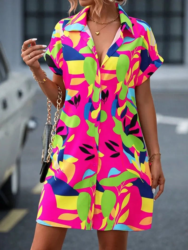 Tropical Vibe Button-Down Shirt Dress Jasmine's Boutique Australia