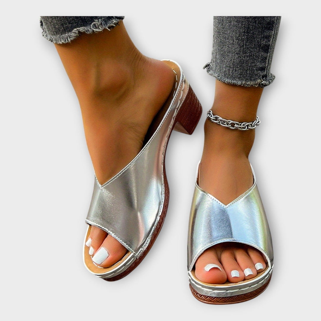 Chunky Heeled Sandals with Open Back Liora Lane Boutique