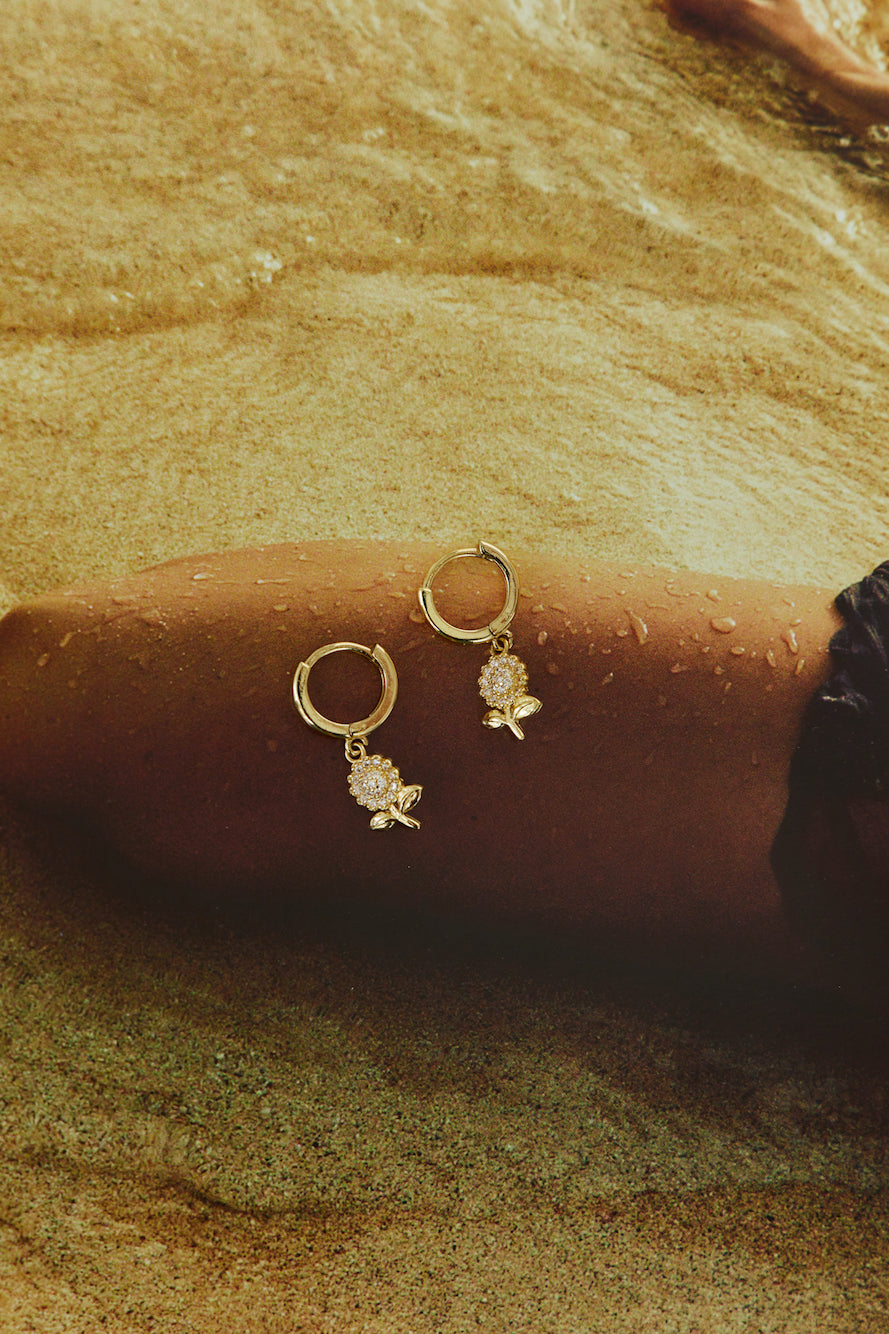 18 Karat Earrings with Gold-Plated Opalescent Rose Jasmine's Boutique Australia