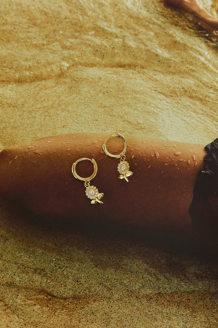 18 Karat Earrings with Gold-Plated Opalescent Rose Jasmine's Boutique Australia