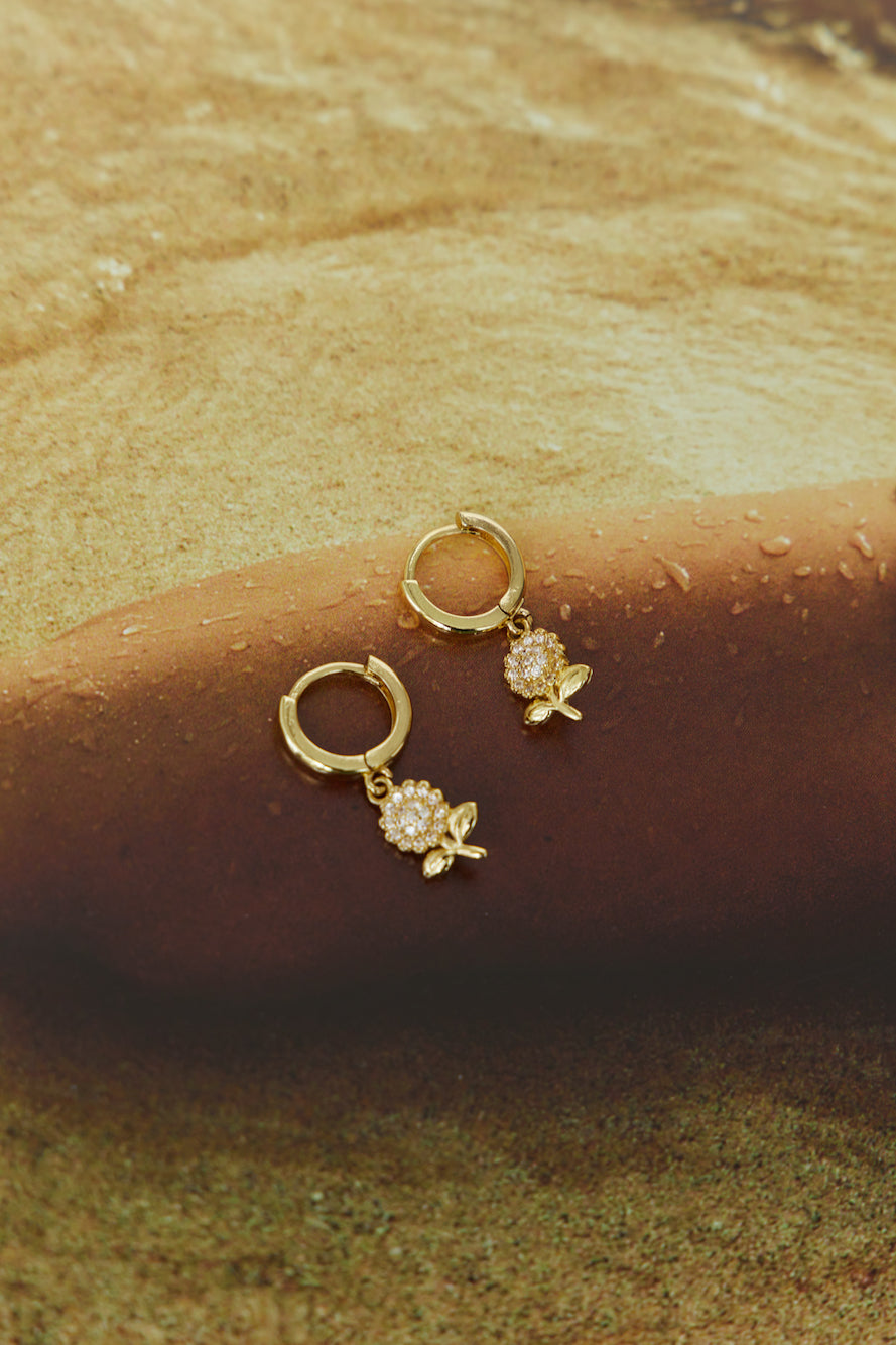 18 Karat Earrings with Gold-Plated Opalescent Rose Jasmine's Boutique Australia