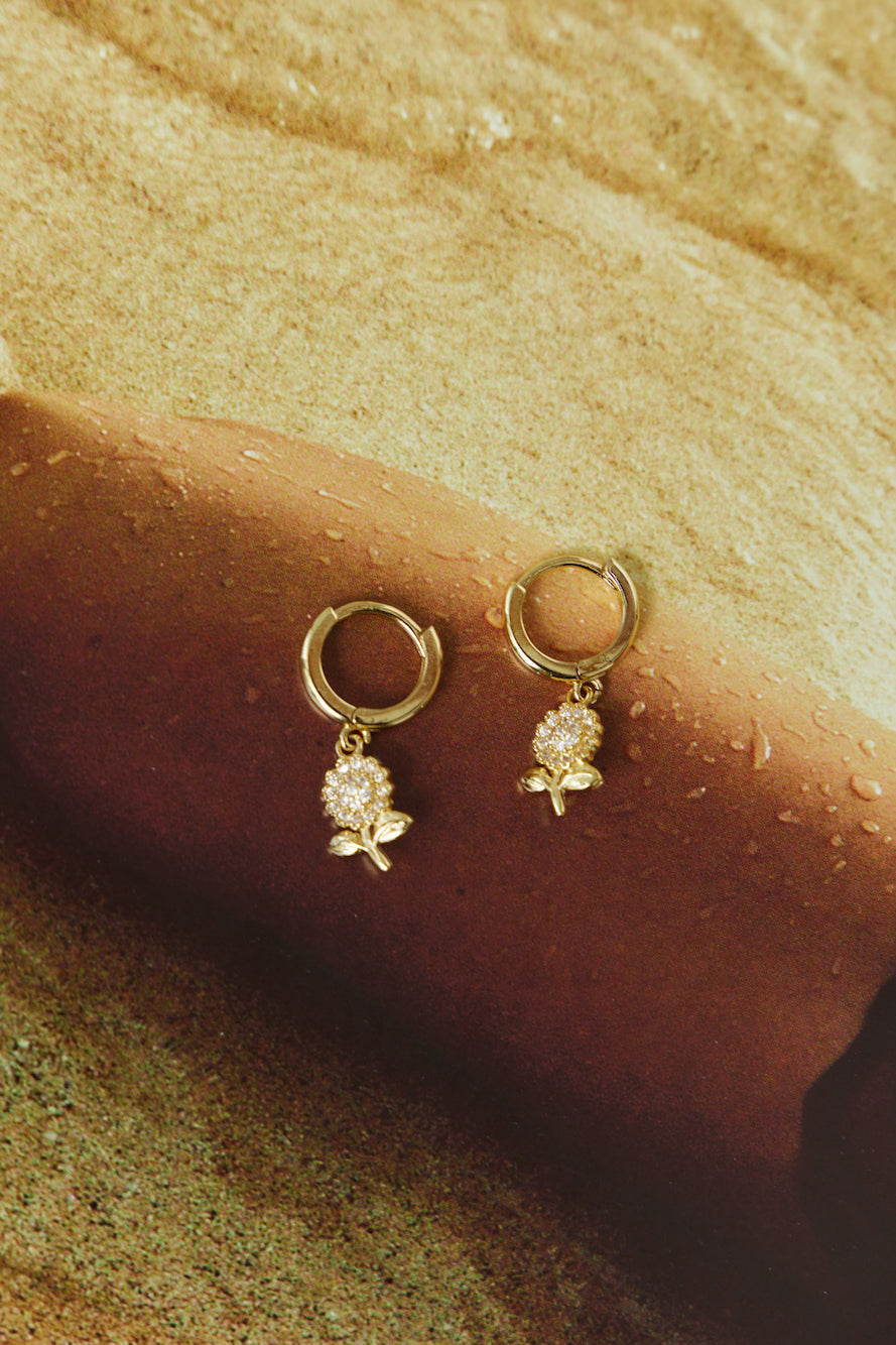18 Karat Earrings with Gold-Plated Opalescent Rose Jasmine's Boutique Australia