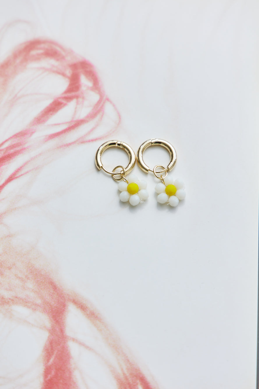 14 Karat Gold-Plated Cute Daisy Earrings in White Jasmine's Boutique Australia