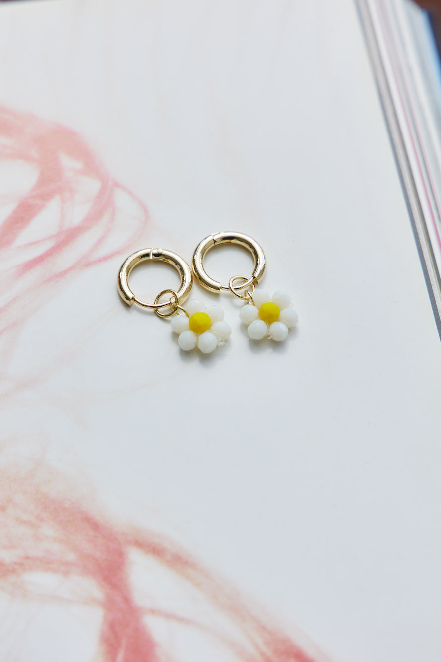 14 Karat Gold-Plated Cute Daisy Earrings in White Jasmine's Boutique Australia