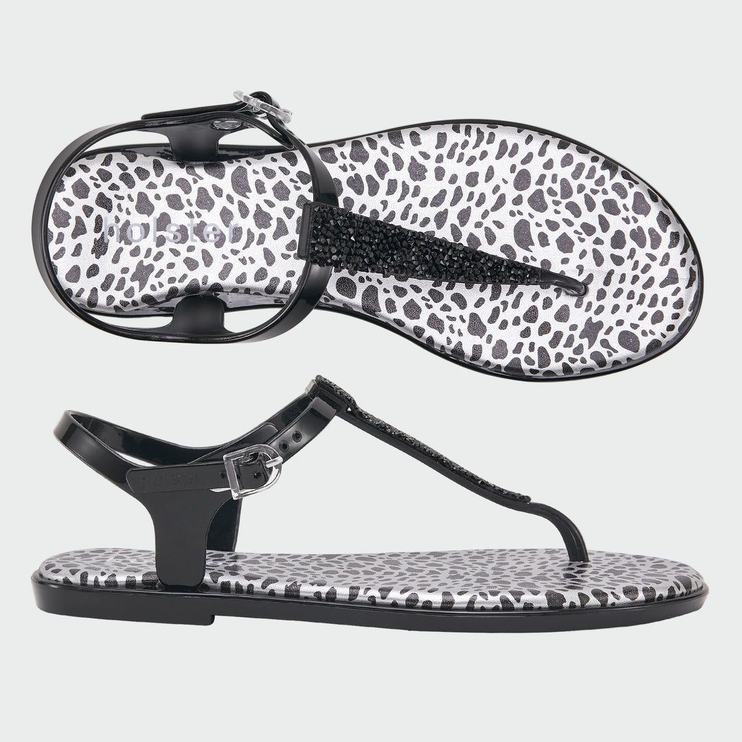 Holster Black Crystal T-Strap Sandals Jasmine's Boutique Australia