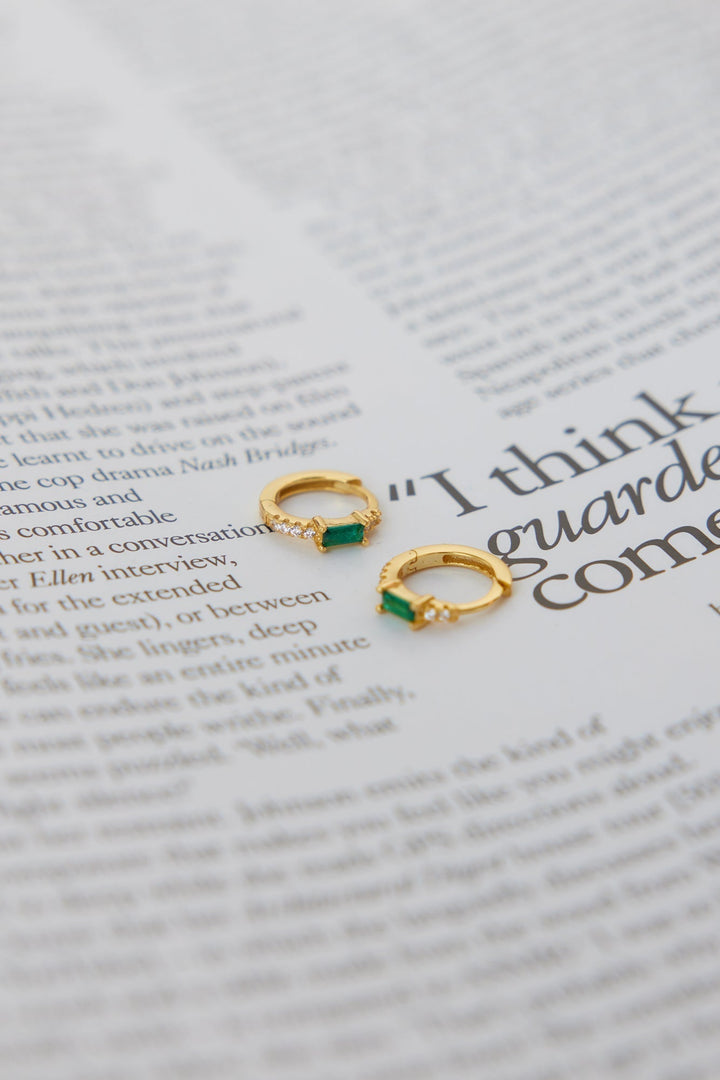18 Karat Gold Plated Eyes To The Soul Earrings Emerald Jasmine's Boutique Australia