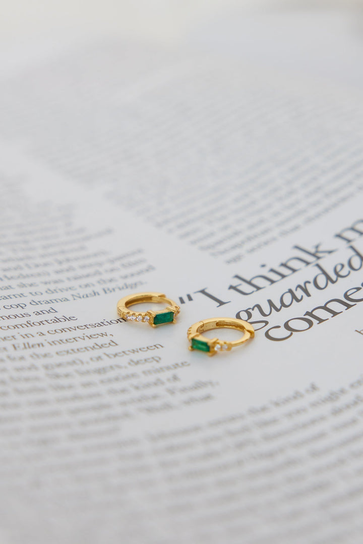 18 Karat Gold Plated Eyes To The Soul Earrings Emerald Jasmine's Boutique Australia
