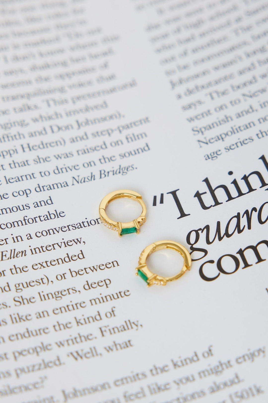 18 Karat Gold Plated Eyes To The Soul Earrings Emerald Jasmine's Boutique Australia