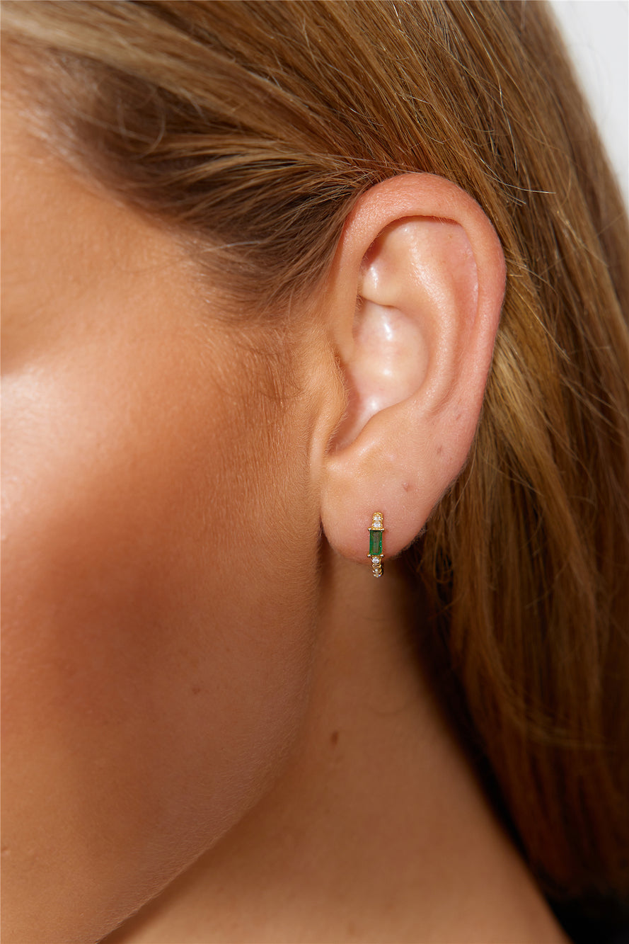 18 Karat Gold Plated Eyes To The Soul Earrings Emerald Jasmine's Boutique Australia
