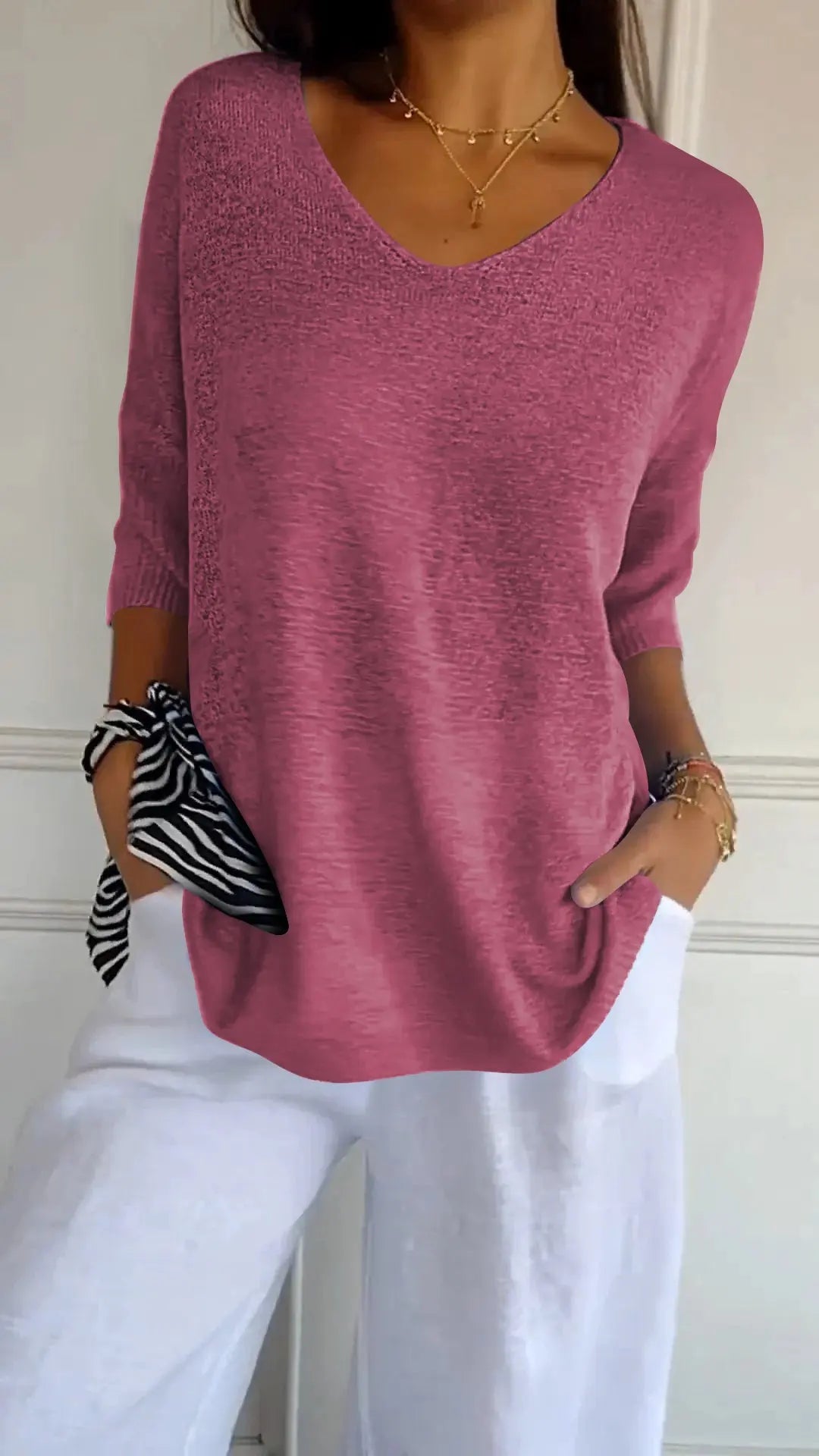 Relaxed V-Neck Knit Top Jasmine's Boutique Australia
