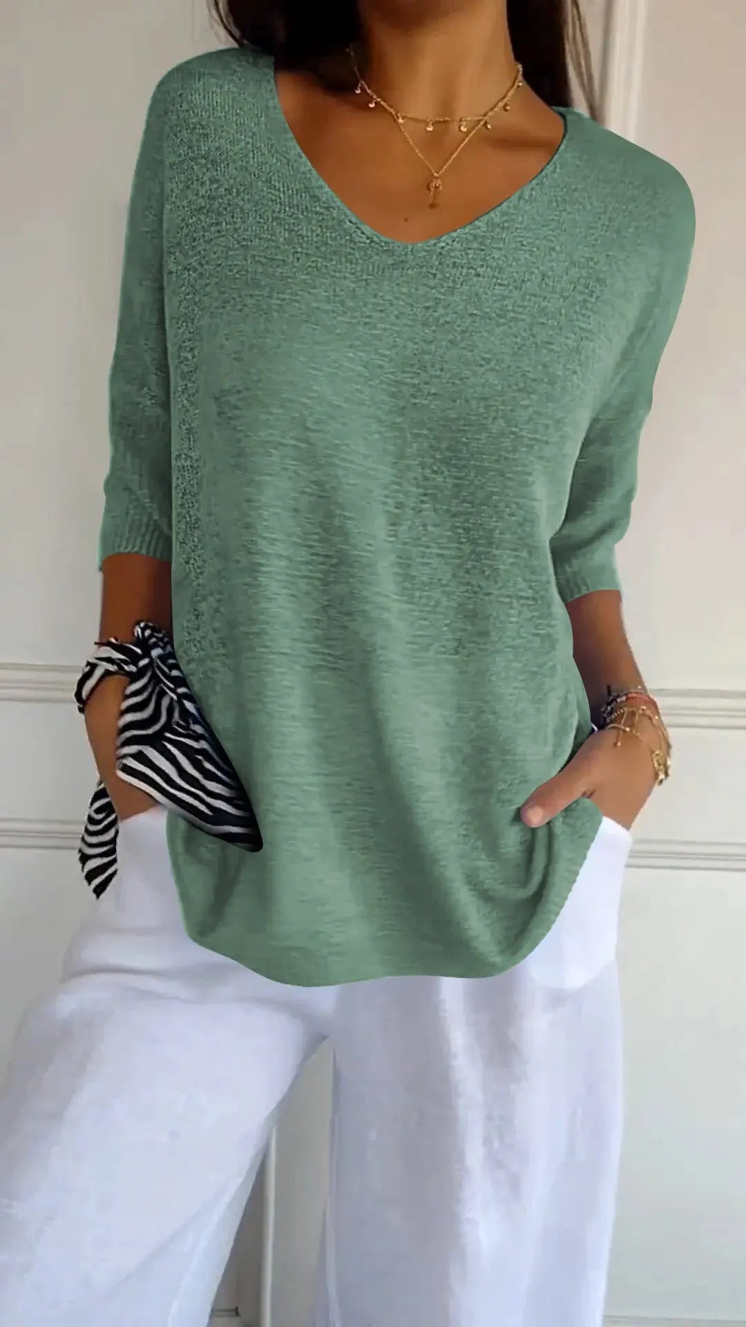Relaxed V-Neck Knit Top Jasmine's Boutique Australia