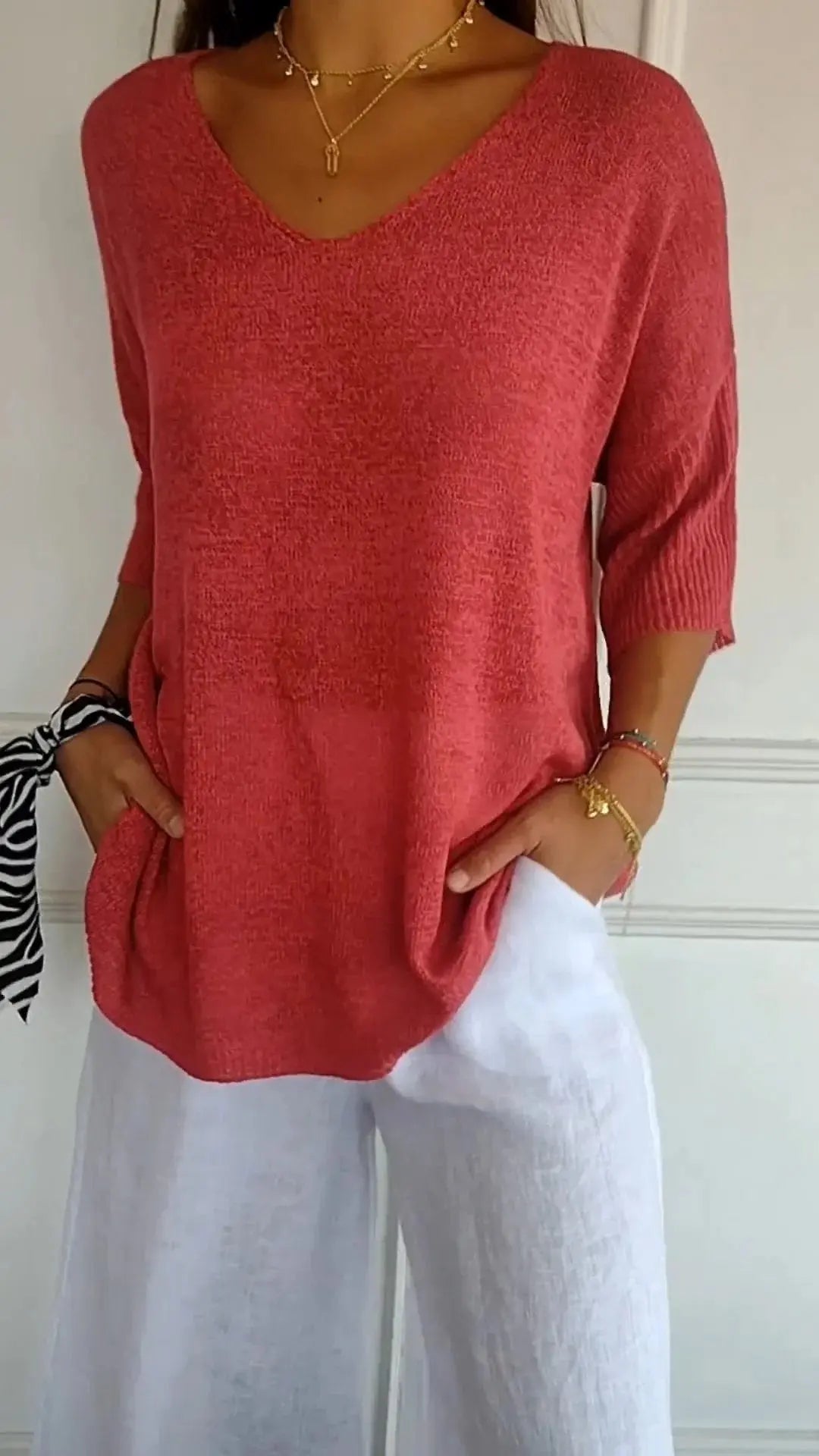 Relaxed V-Neck Knit Top Jasmine's Boutique Australia