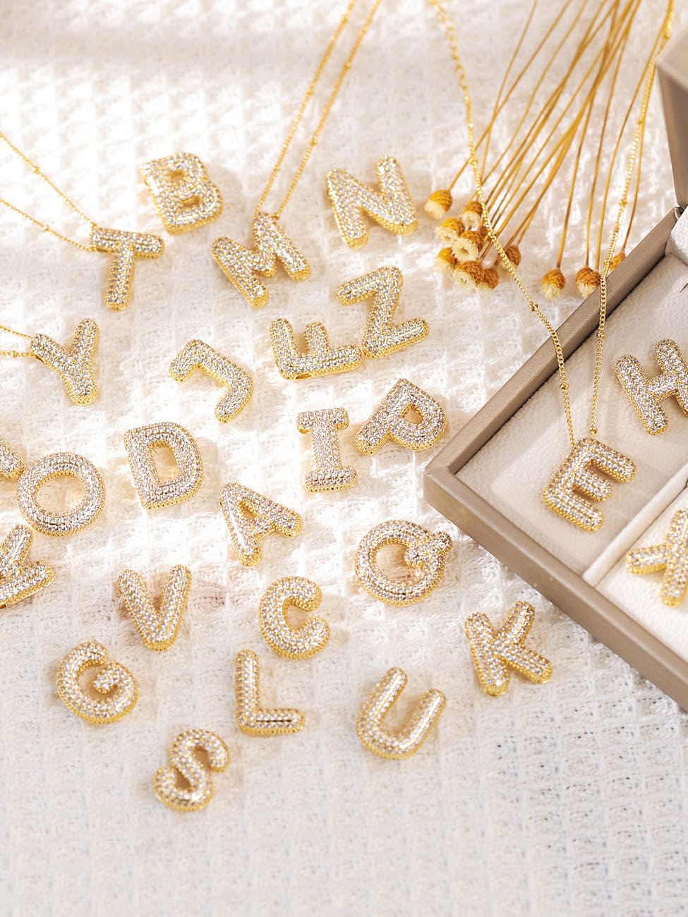 Pavé Bubble Letter Monogram Necklace Jasmine's Boutique Australia