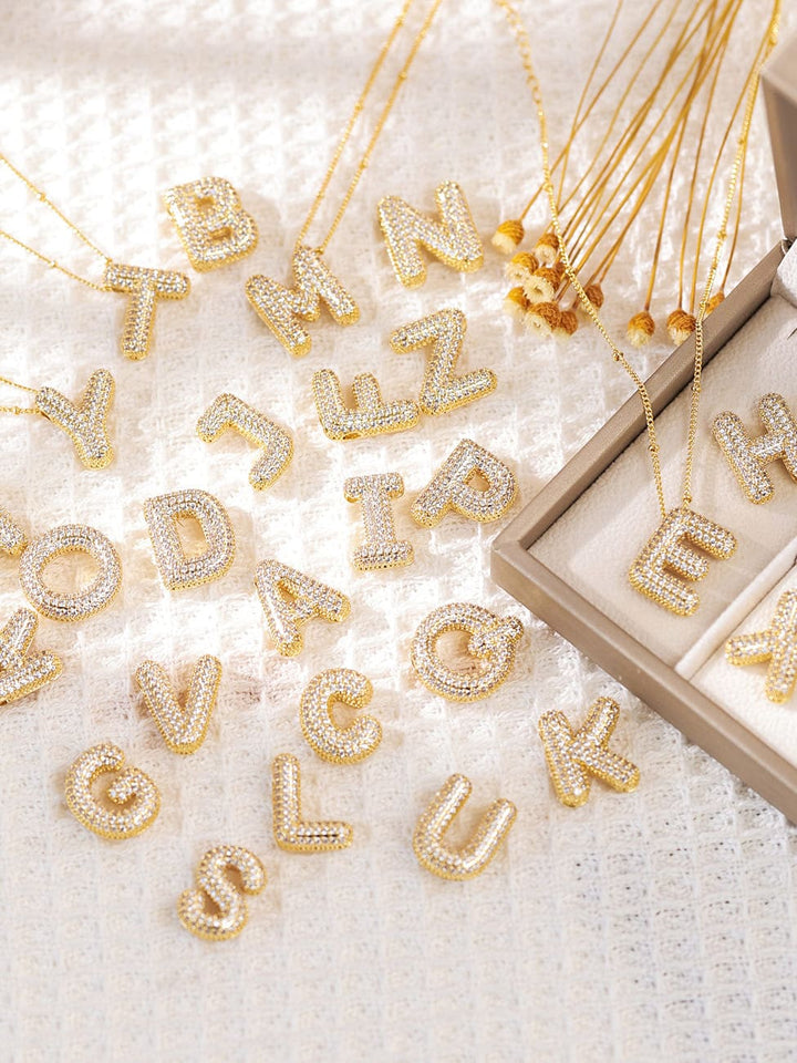 Pavé Bubble Letter Monogram Necklace Jasmine's Boutique Australia