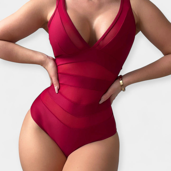 One-Piece Swimsuit with Sheer Details Jasmine's Boutique Australia