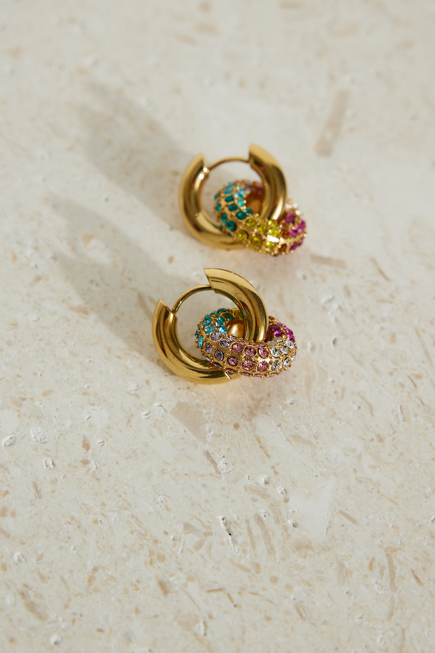 18 Karat Gold Plated Rainbow Crystal Earrings Jasmine's Boutique Australia