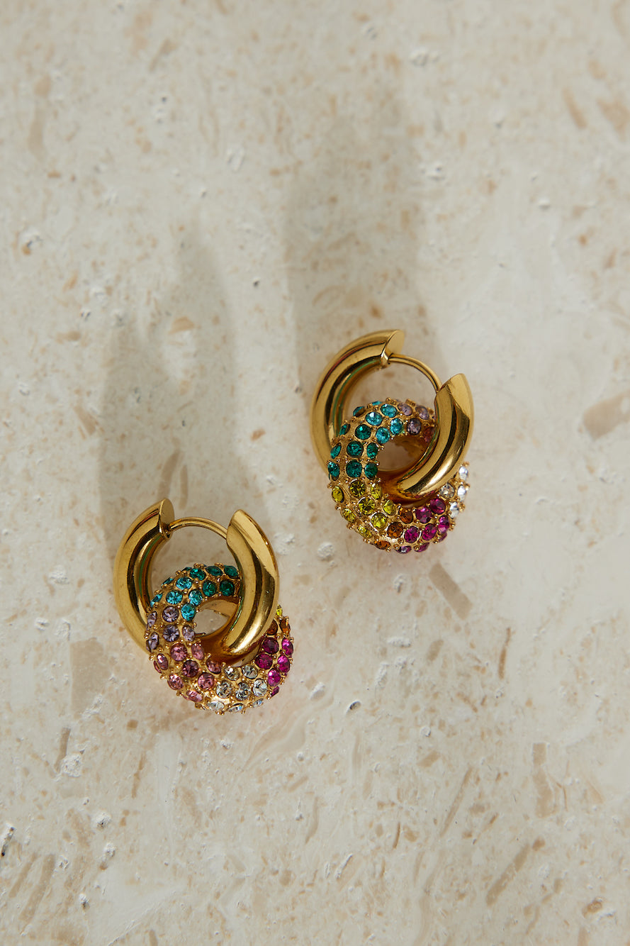 18 Karat Gold Plated Rainbow Crystal Earrings Jasmine's Boutique Australia