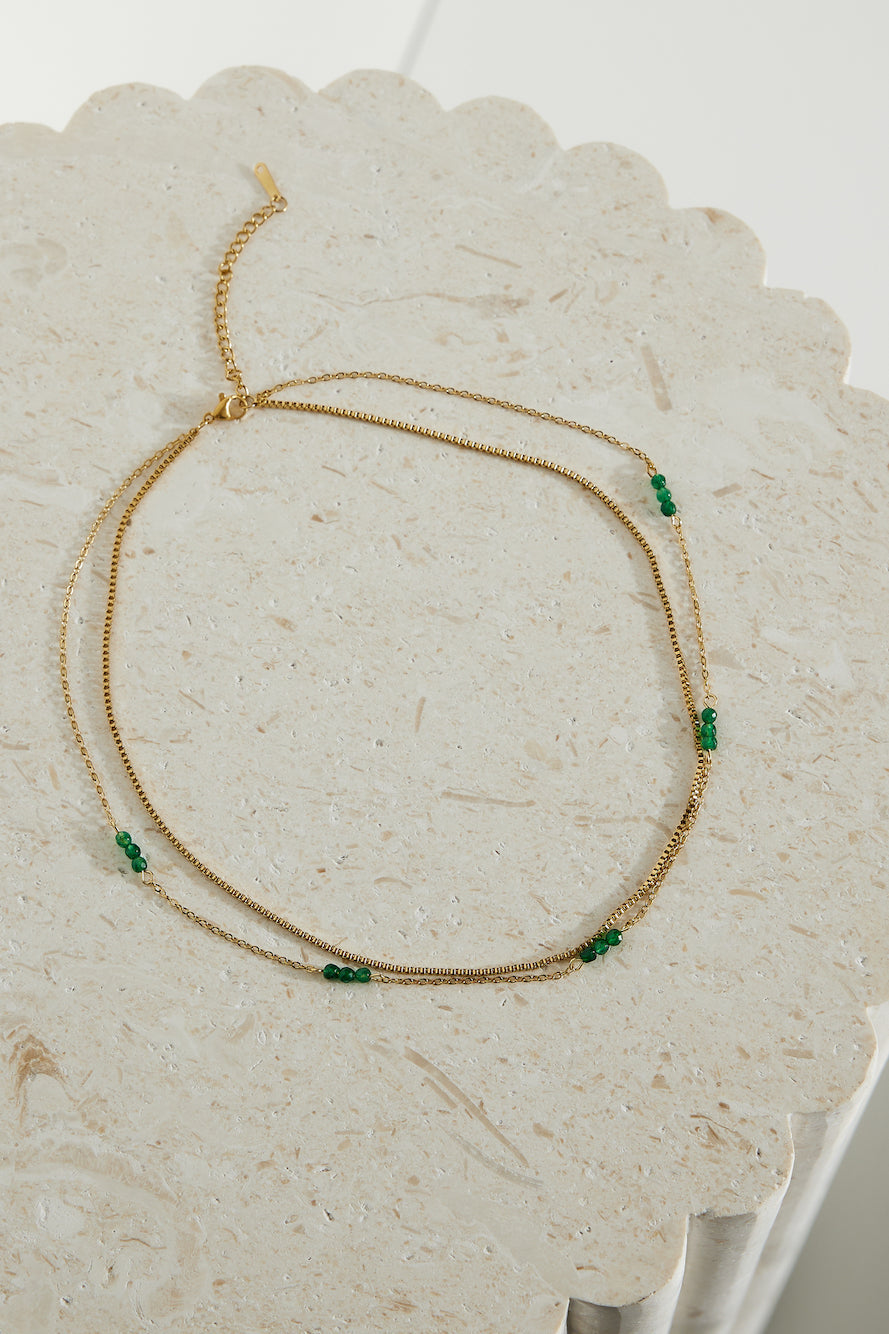 18 Karat Gold Necklace with Green Touch Jasmine's Boutique Australia
