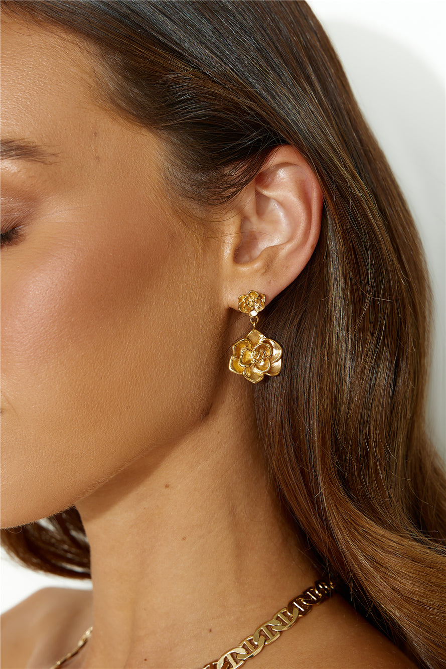 18 Karat Gold-Plated Flower Earrings Jasmine's Boutique Australia