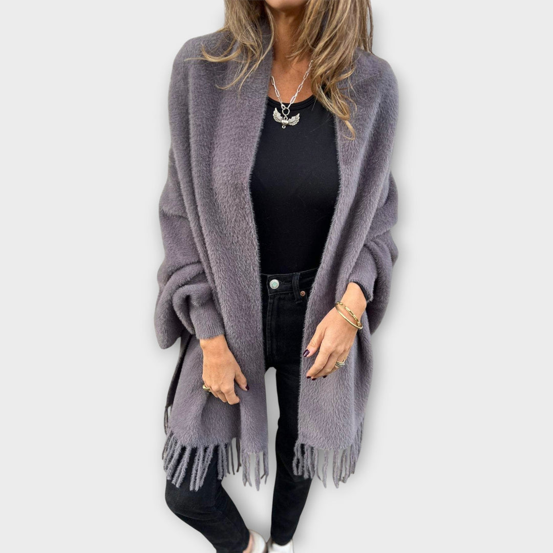 Knit Wrap with Fringes Liora Lane Boutique
